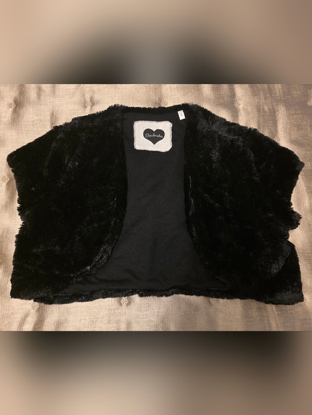 Soulmates Black Lined Open Front Sleeveless Bolero Shrug Women's Size M